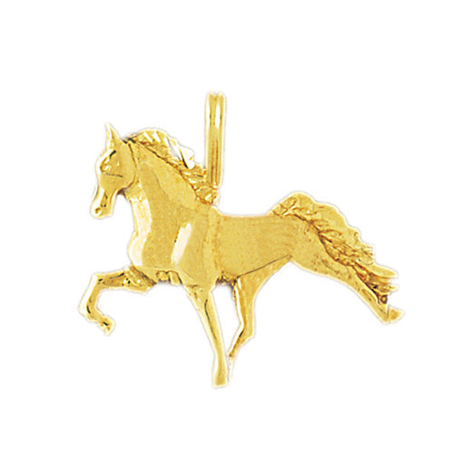 Image of ID 1 14K Gold 3-D 30MM Trotting Horse Pendant