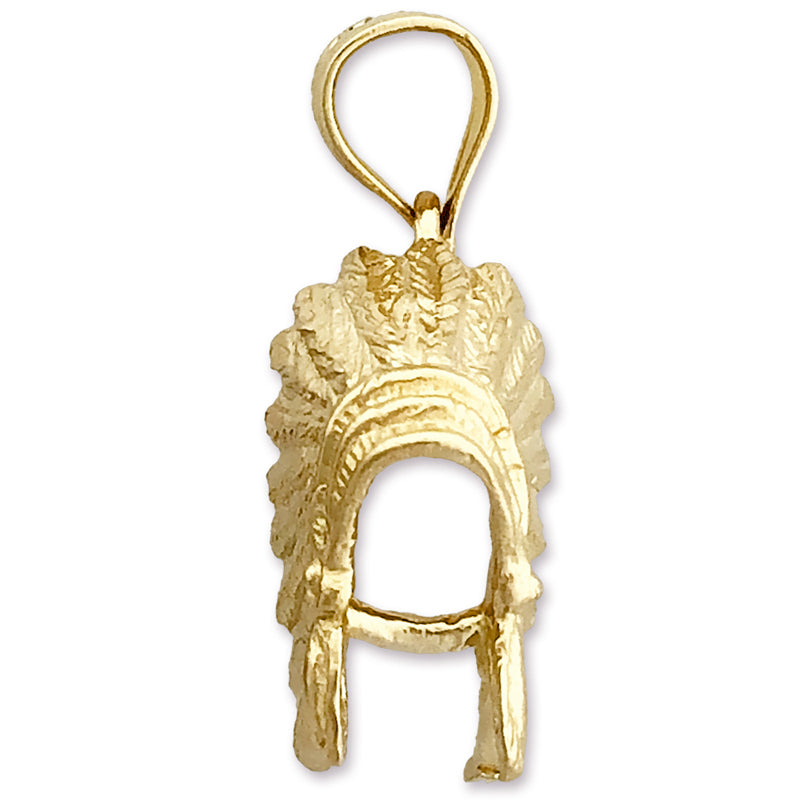 Image of ID 1 14K Gold 3-D Native Headdress Charm