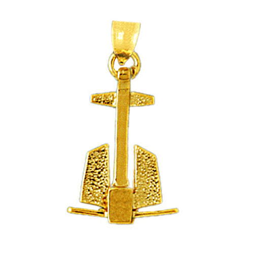 Image of ID 1 14K Gold 3-D Ship Anchor Charm