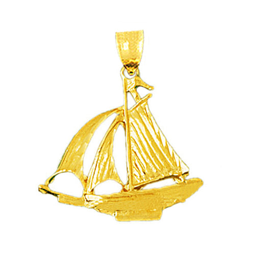 Image of ID 1 14K Gold 3D Cutter Sailboat Pendant