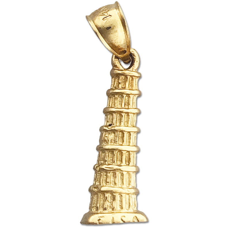 Image of ID 1 14K Gold 3D Leaning Tower of Pisa Italy Charm