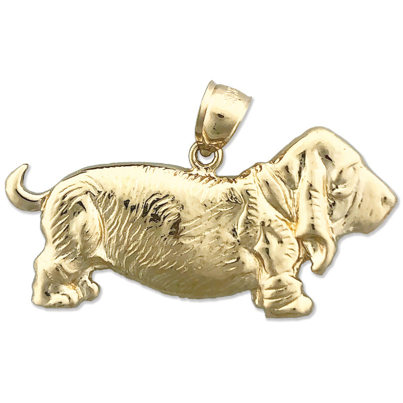 Image of ID 1 14K Gold 40MM Basset Hound Pendant