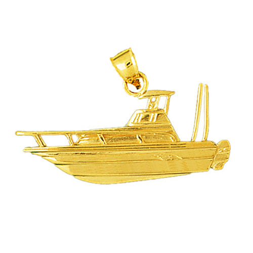 Image of ID 1 14K Gold 40MM Fishing Boat Pendant