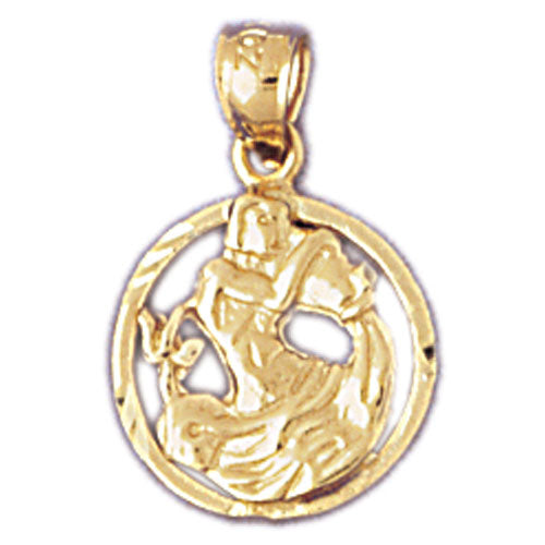 Image of ID 1 14K Gold Aquarius Zodiac Circle Charm