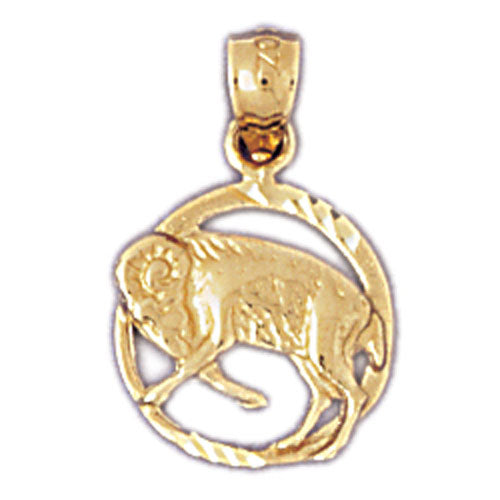 Image of ID 1 14K Gold Aries Zodiac Circle Charm