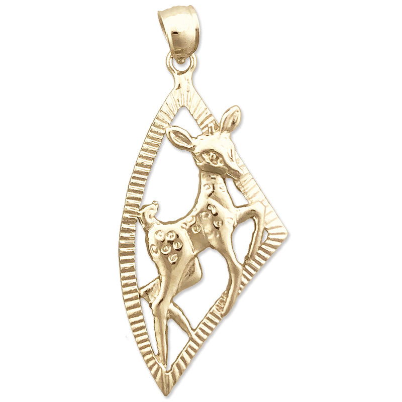 Image of ID 1 14K Gold Bambi Deer Pendant Medallion