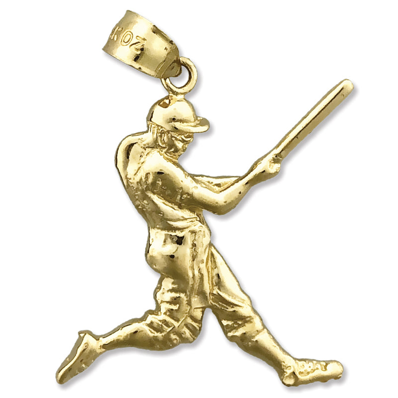 Image of ID 1 14K Gold Baseball Batter Swinging Pendant
