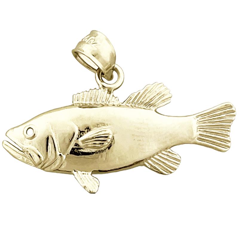 Image of ID 1 14K Gold Bass Fish Pendant