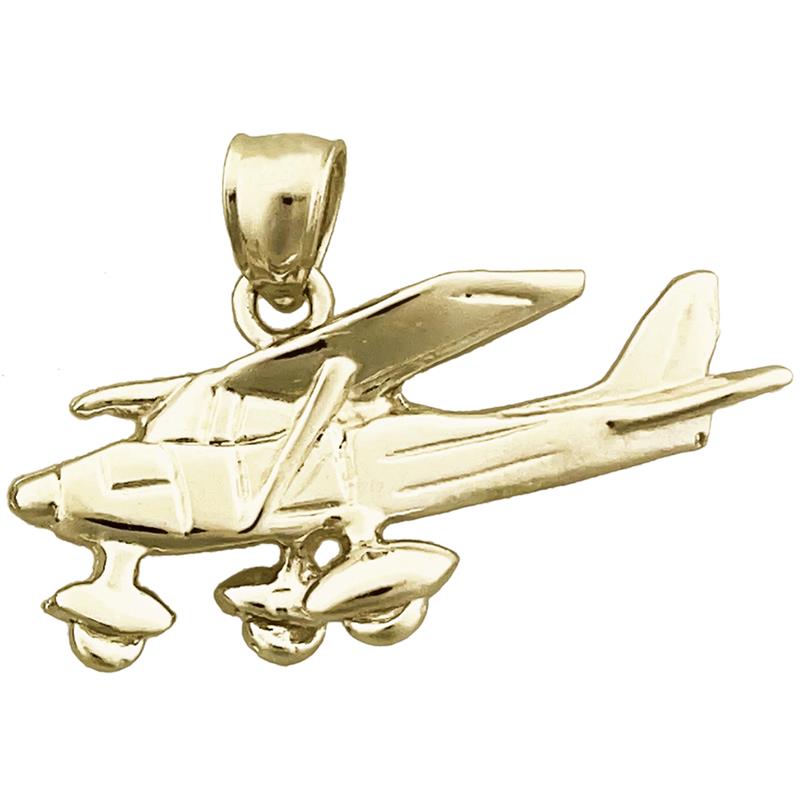 Image of ID 1 14K Gold Cessna 182 Plane Pendant