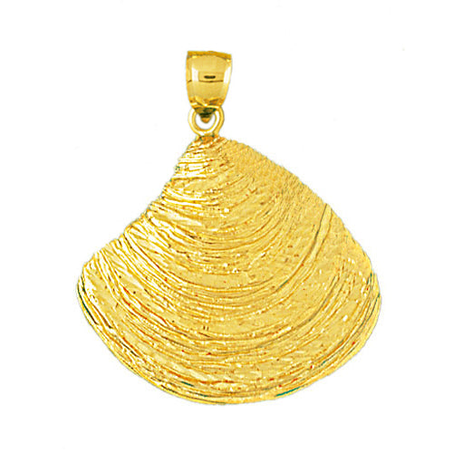 Image of ID 1 14K Gold Clam Shell Marine Mollusc Pendant