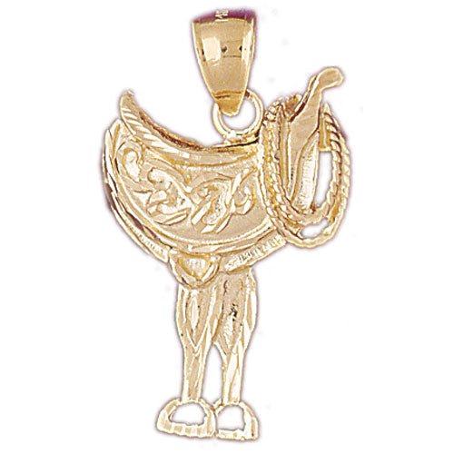 Image of ID 1 14K Gold Cowboy Saddle Pendant