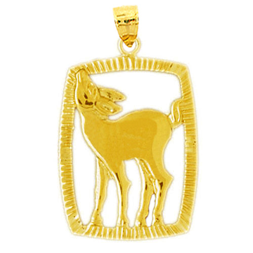 Image of ID 1 14K Gold Deer Pendant In A Rectangle Frame