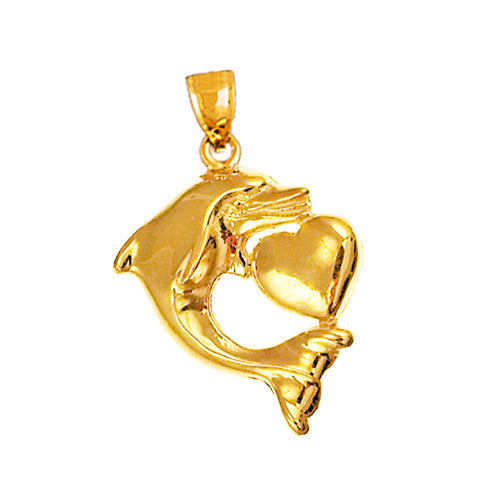 Image of ID 1 14K Gold Dolphin and Heart Charm