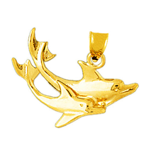 Image of ID 1 14K Gold Duo Dolphins Pendant