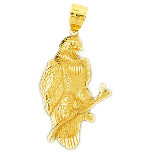 Image of ID 1 14K Gold Eagle Perched On Branch Pendant