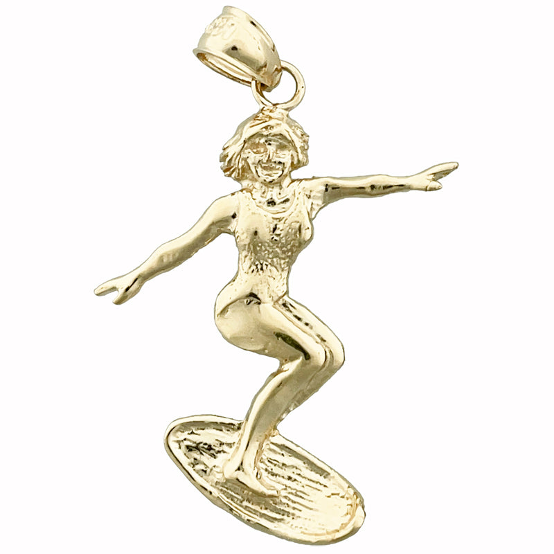 Image of ID 1 14K Gold Female Surfer Pendant