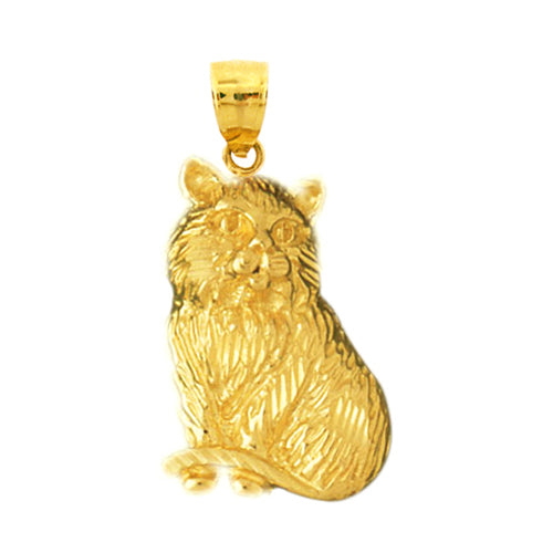 Image of ID 1 14K Gold Fluffy Cat Pendant