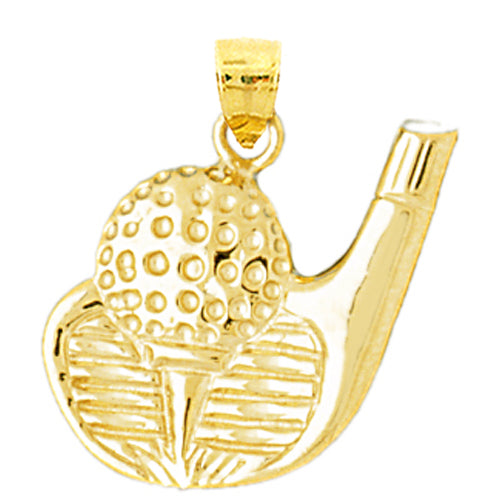 Image of ID 1 14K Gold Golf Club Tee Ball Pendant