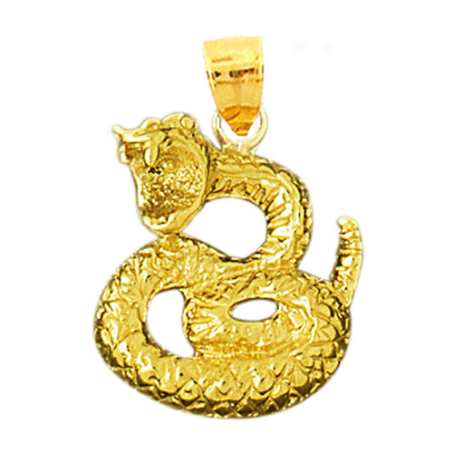 Image of ID 1 14K Gold Hissing Snake Pendant