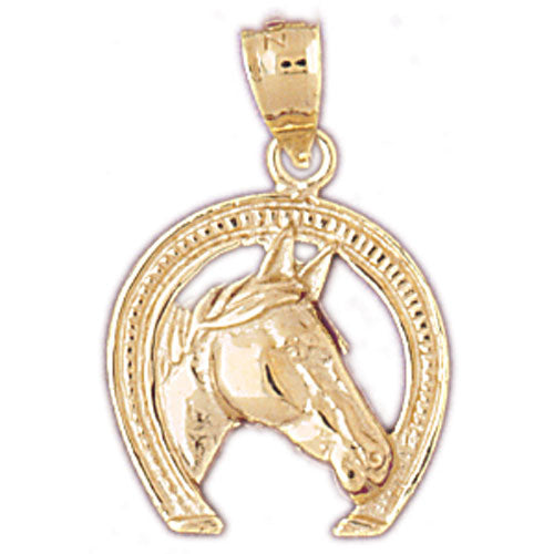 Image of ID 1 14K Gold Horse head Horseshoe Charm