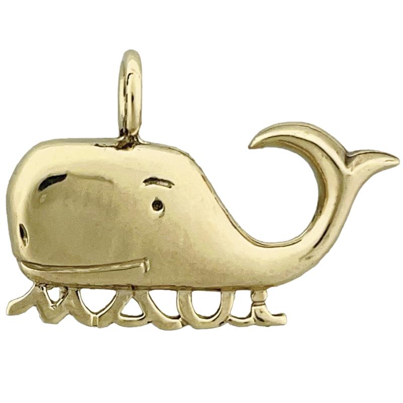 Image of ID 1 14K Gold Maui Whale Slide Pendant