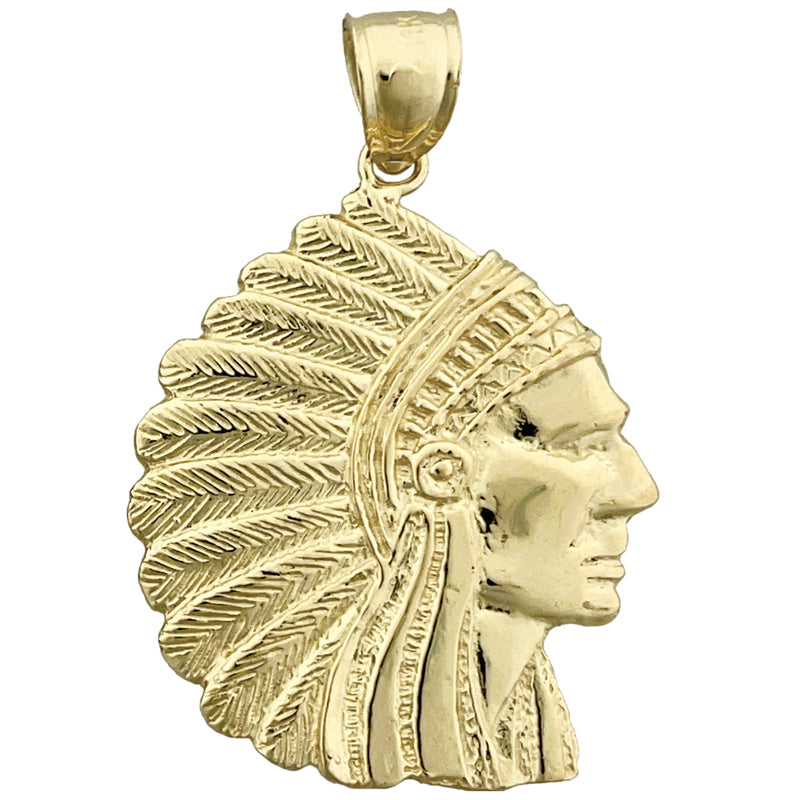Image of ID 1 14K Gold Native Headdress War Bonnet Pendant