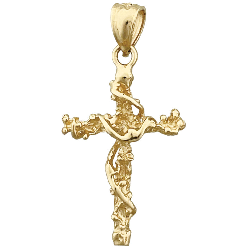 Image of ID 1 14K Gold Nugget Cross with Sash 3D Charm