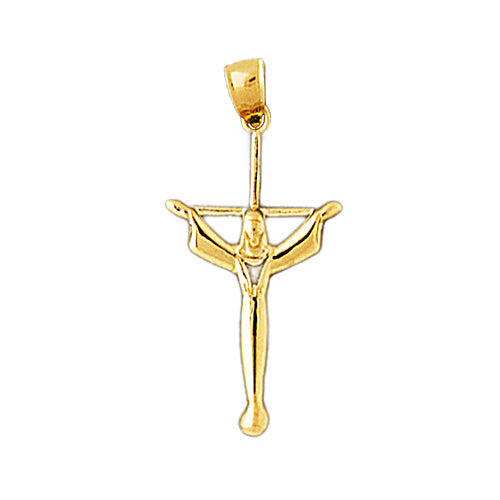 Image of ID 1 14K Gold Open Arms Jesus Cross Pendant