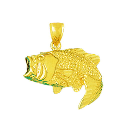 Image of ID 1 14K Gold Open Mouth Bass Pendant