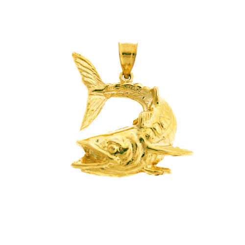 Image of ID 1 14K Gold Open Mouth Fish Pendant