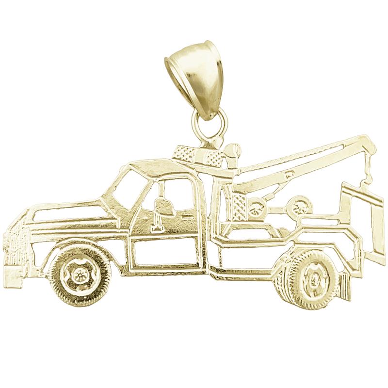 Image of ID 1 14K Gold Outlined Tow Truck Pendant