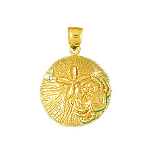 Image of ID 1 14K Gold Sand Dollar With Crab Accent Charm