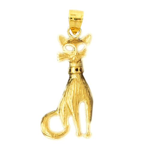 Image of ID 1 14K Gold Siamese Cat with Collar Pendant