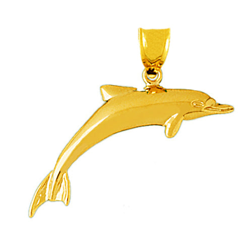 Image of ID 1 14K Gold Swimming Dolphin Pendant