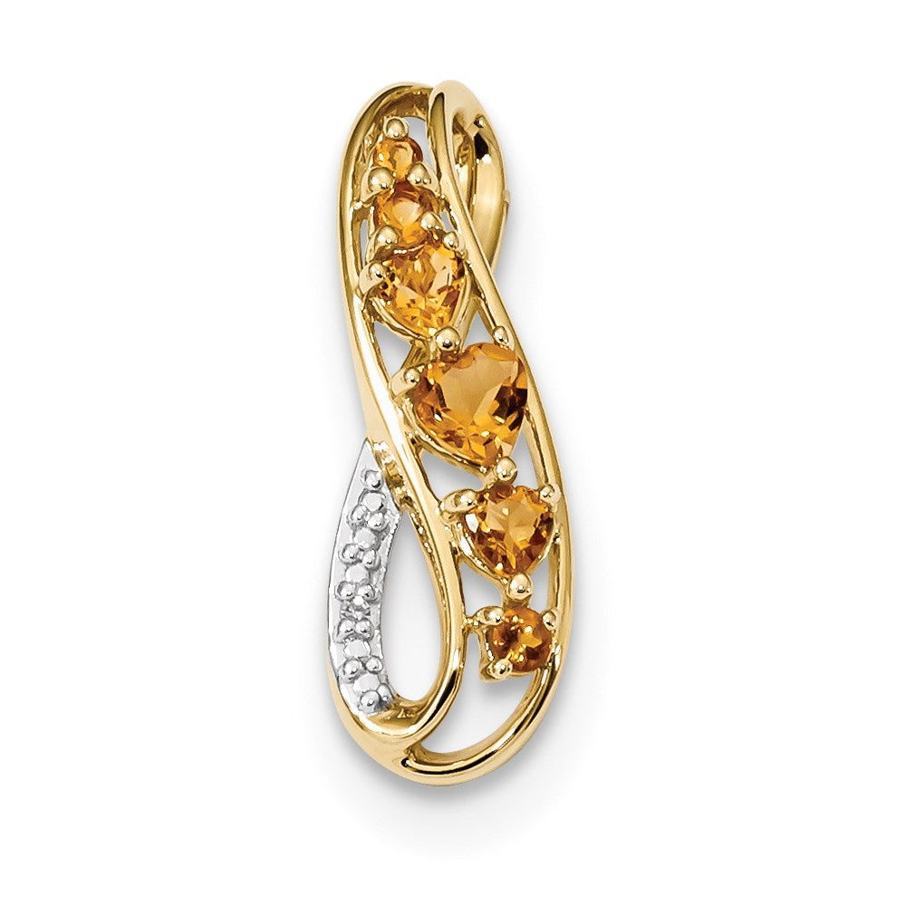 Image of ID 1 14K Gold with Citrine and Diamond Polished Pendant