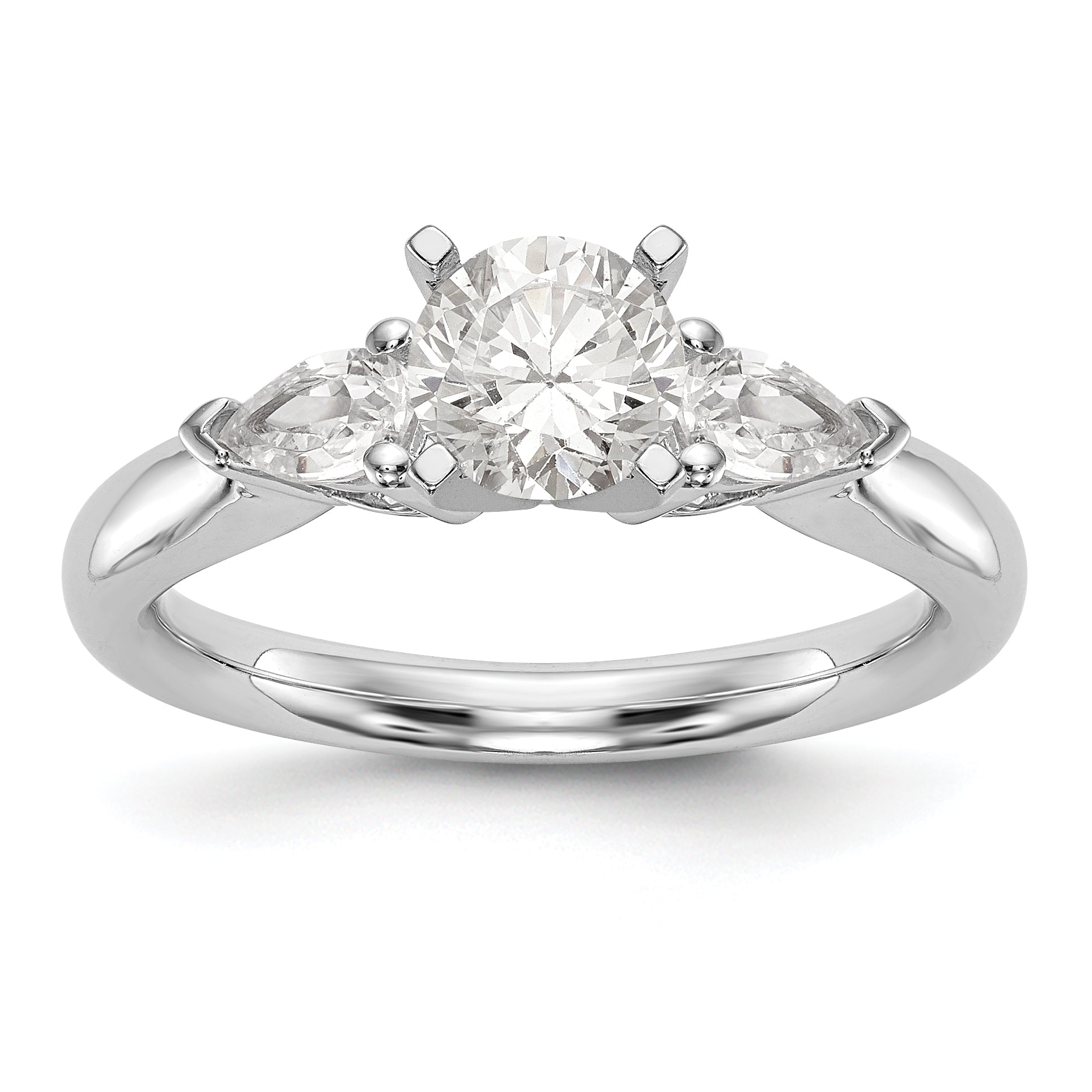 Image of ID 1 14K White Gold 3 Stone Diamond Peg Set CZ Engagement Ring