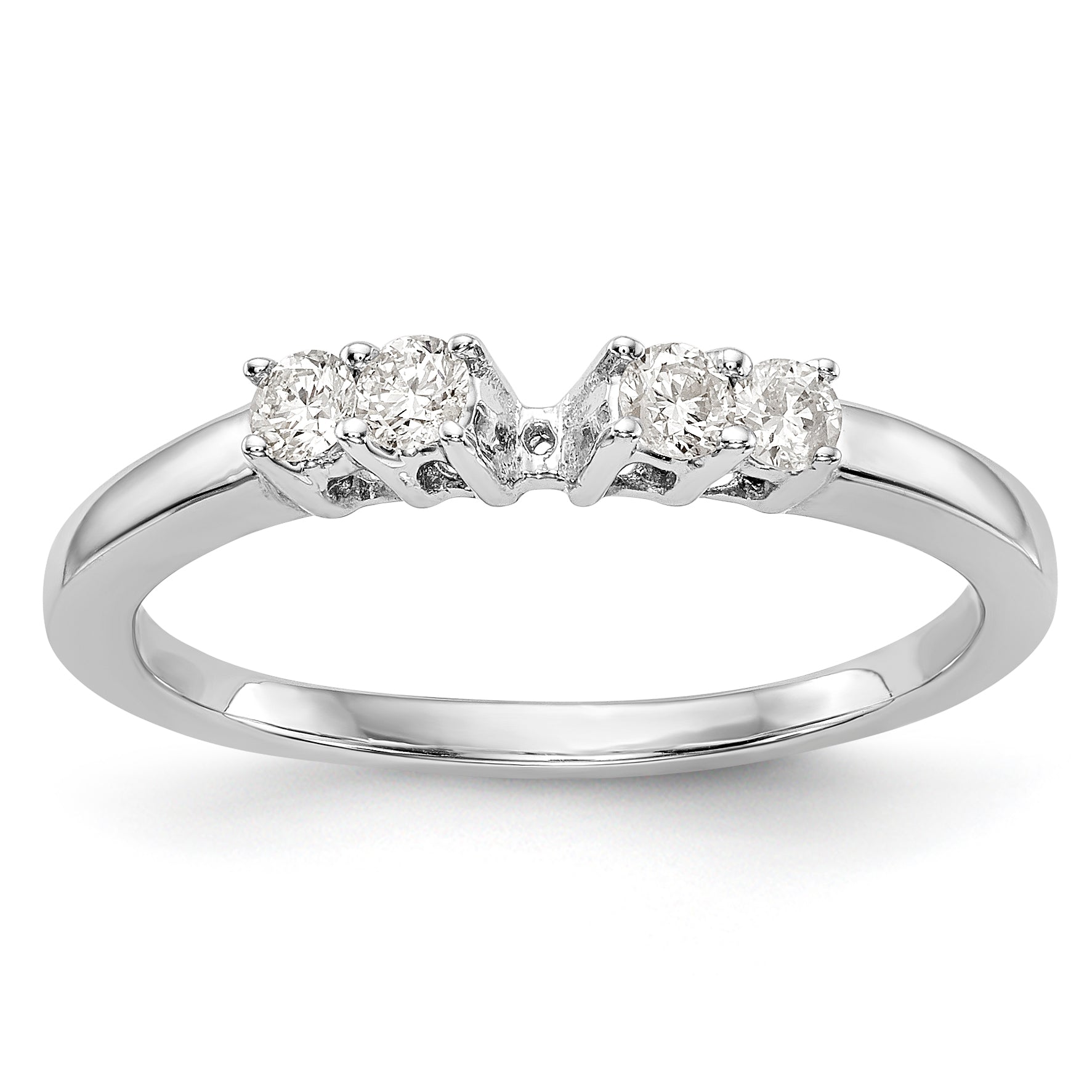 Image of ID 1 14K White Gold 5 Stone Diamond Peg Set CZ Engagement Ring
