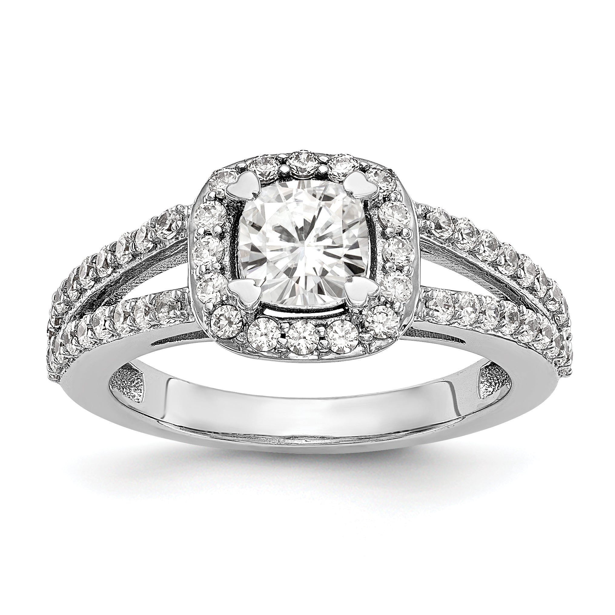 Image of ID 1 14K White Gold Diamond Cushion CZ Halo Engagement Ring
