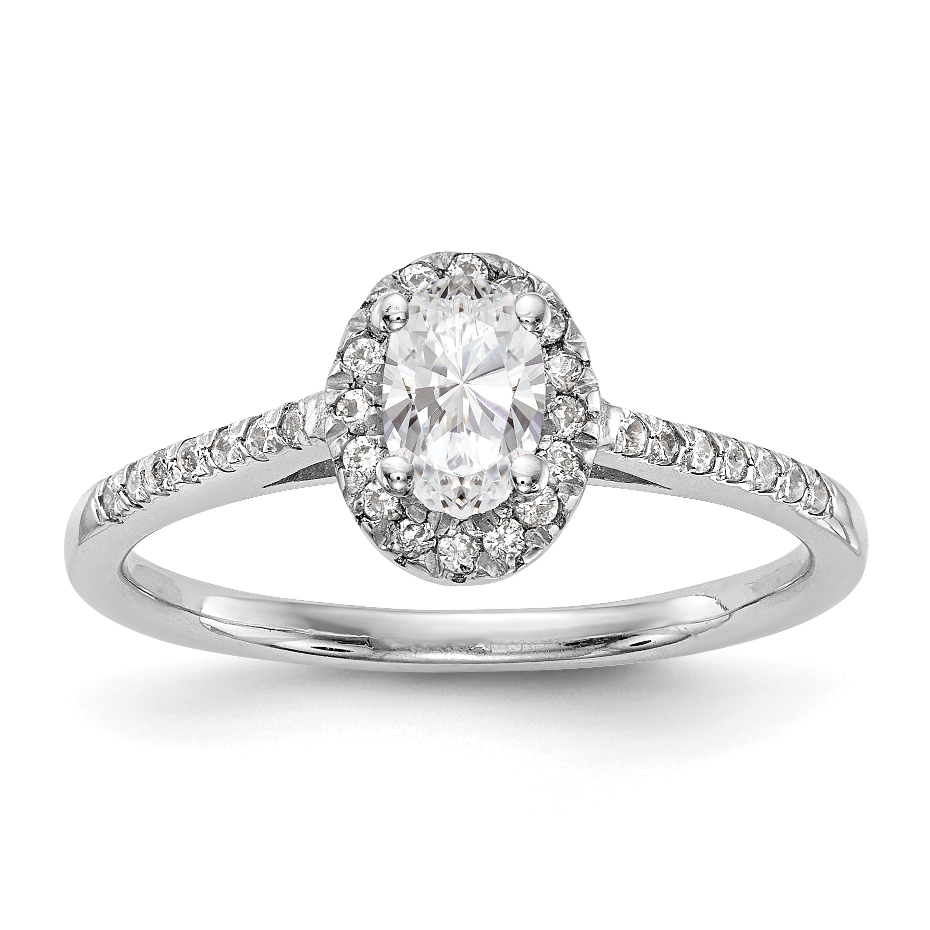 Image of ID 1 14K White Gold Diamond Oval CZ Oval Halo Engagement Ring