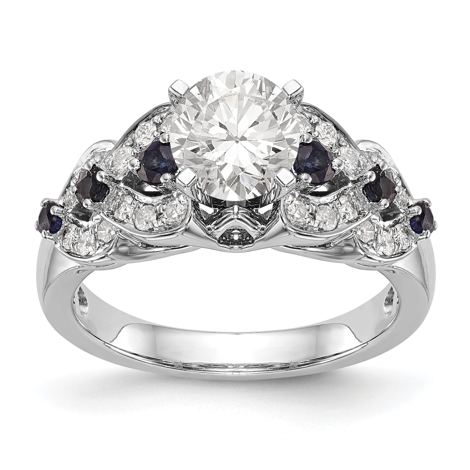 Image of ID 1 14K White Gold Diamond and Sapphire CZ Engagement Ring