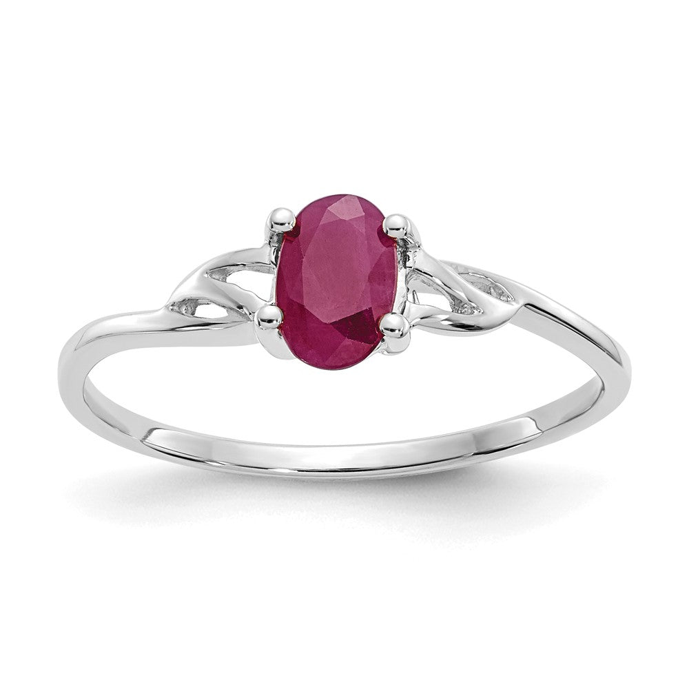 Image of ID 1 14K White Gold Polished Geniune Ruby Birthstone Ring