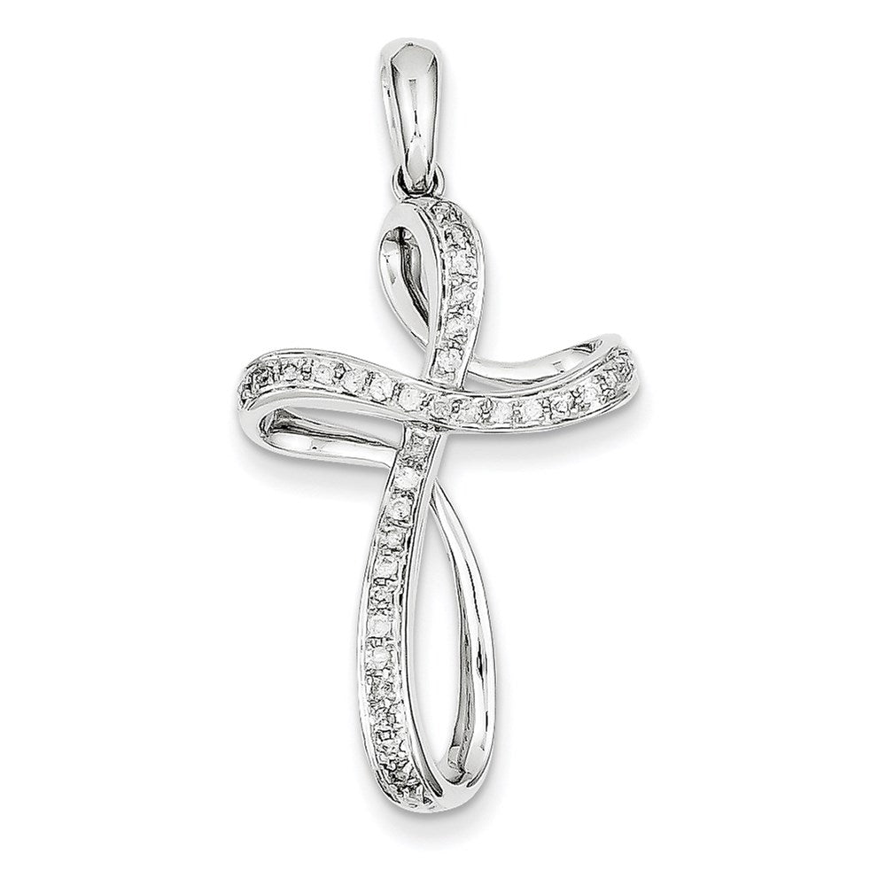 Image of ID 1 14K White Gold & Real Diamond Cross Pendant