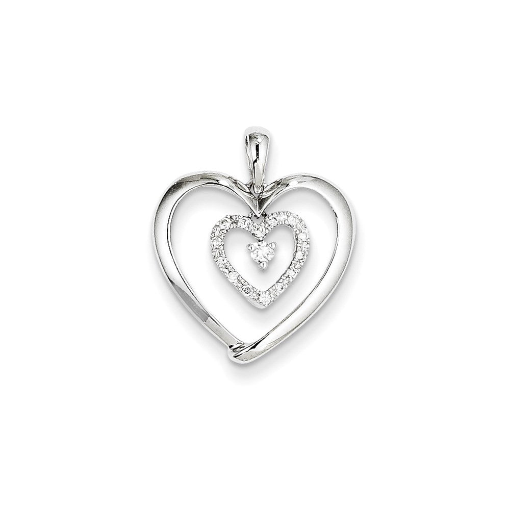 Image of ID 1 14K White Gold Real Diamond Heart Dangle Pendant