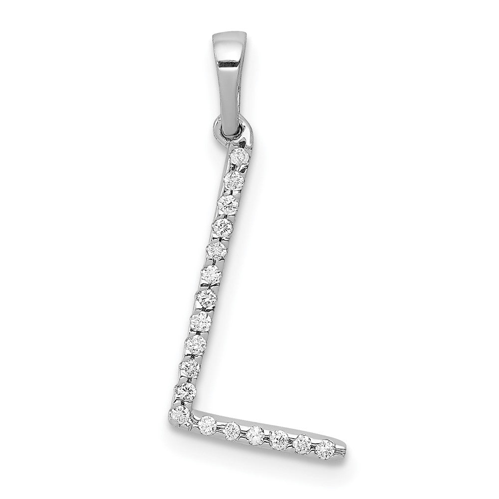 Image of ID 1 14K White Gold Real Diamond Letter L Initial Pendant