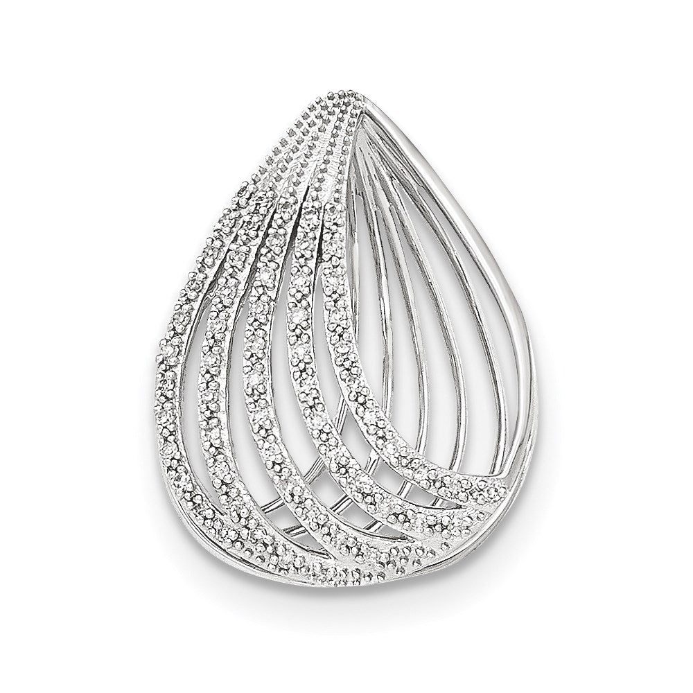 Image of ID 1 14K White Gold Real Diamond Open Teardrop Slide Pendant