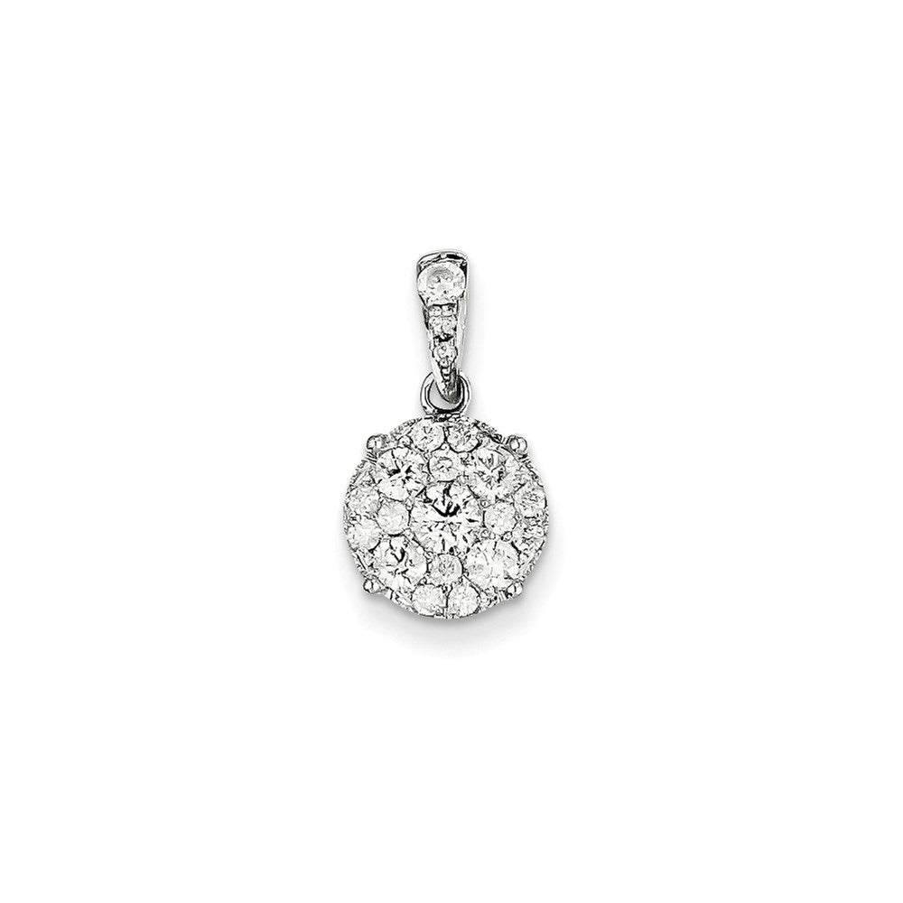 Image of ID 1 14K White Gold Real Diamond Round Pendant