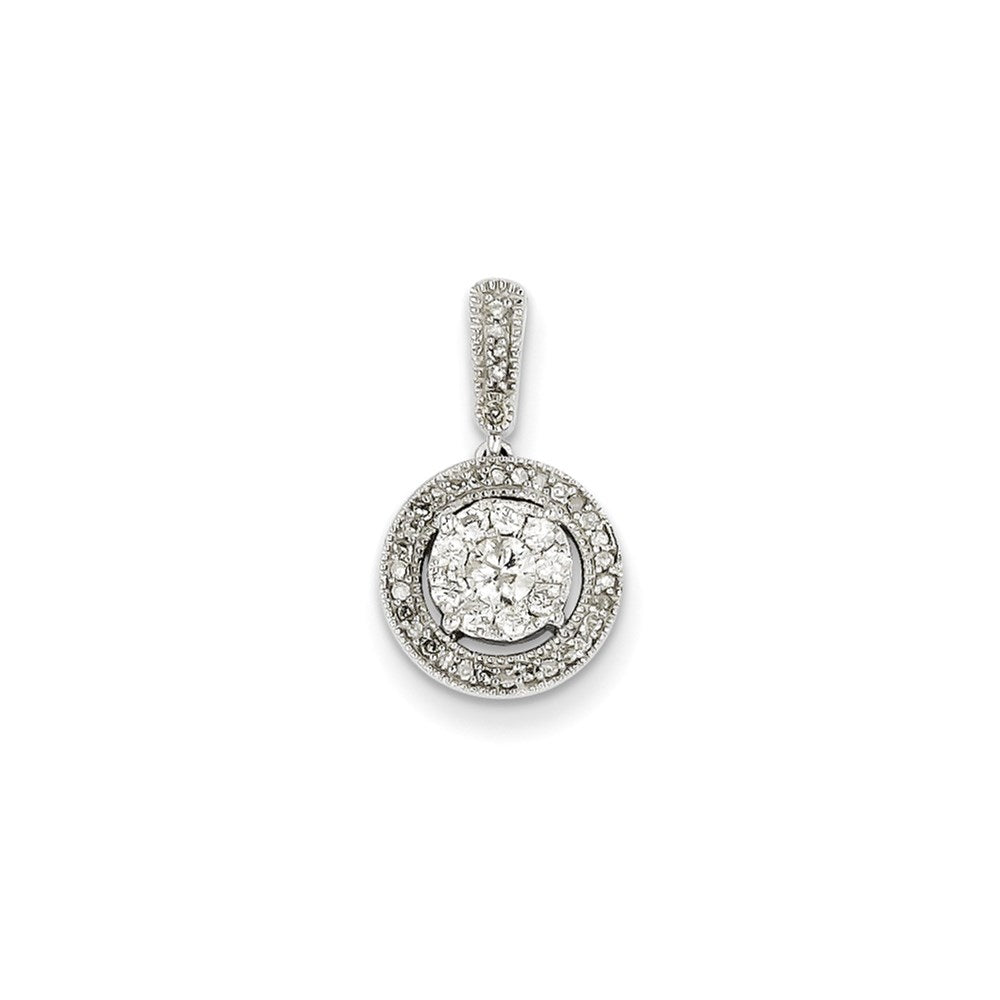 Image of ID 1 14K White Gold Round Real Diamond Pendant