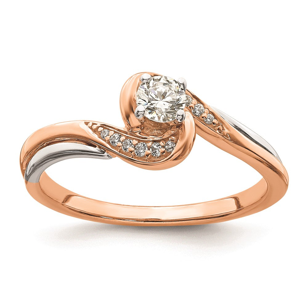 Image of ID 1 14K White & Rose Gold Real Diamond Complete Engagement Ring