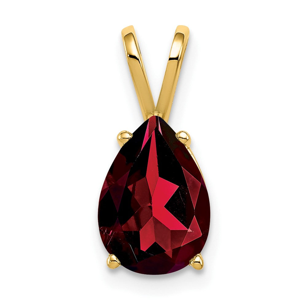 Image of ID 1 14K Yellow Gold 10x7mm Pear Garnet Checker pendant