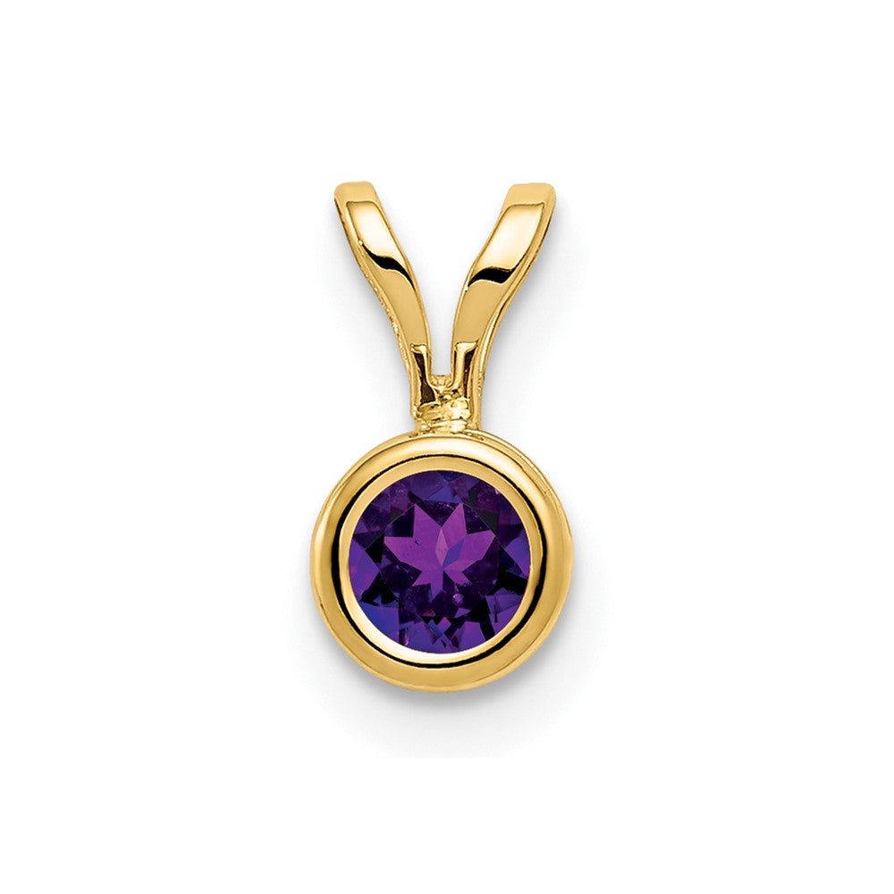 Image of ID 1 14K Yellow Gold 4mm Amethyst bezel pendant